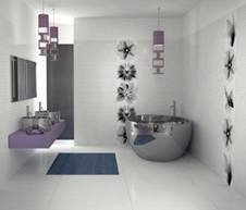Salle de bains design baignoire douche carrelage pas cher