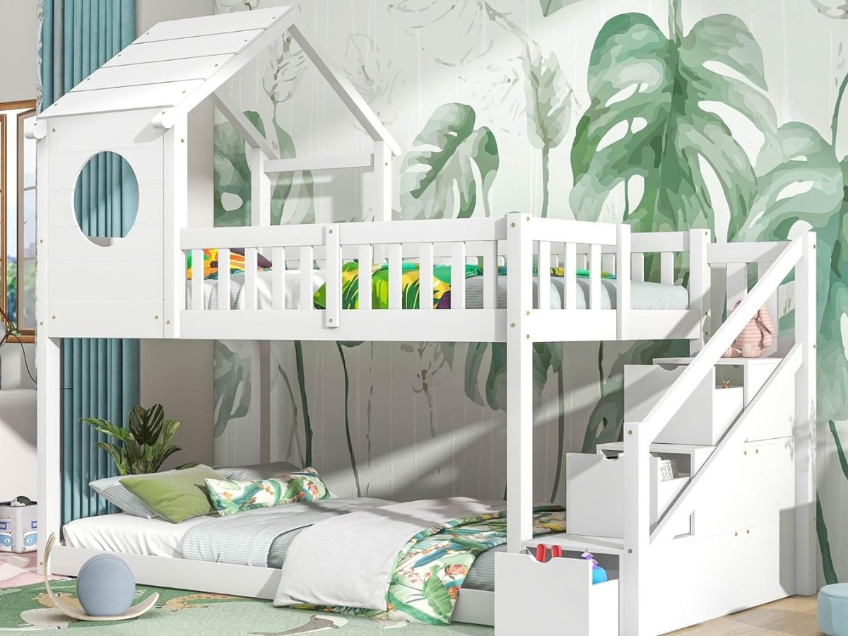 lit superpose cabane enfant avec tiroirs