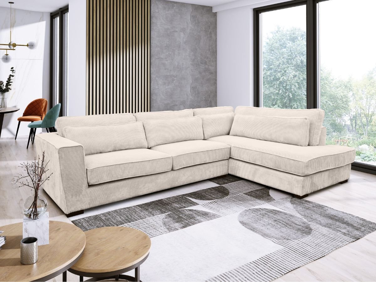 canape velours cotele beige convertible