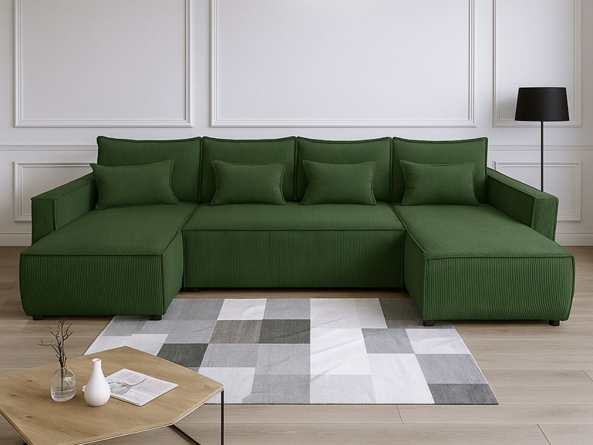 canape velours cotele vert sapin