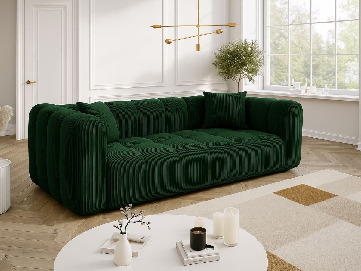 canape velours cotele vert